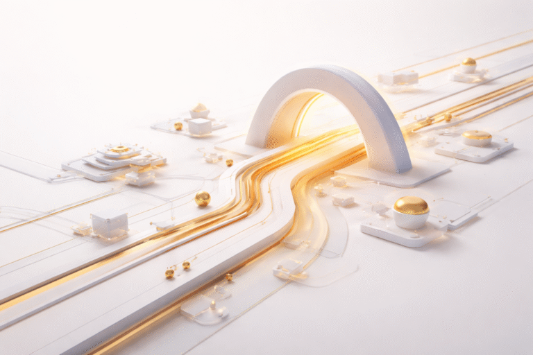 Abstract 3D visual representing AI automation for business workflows