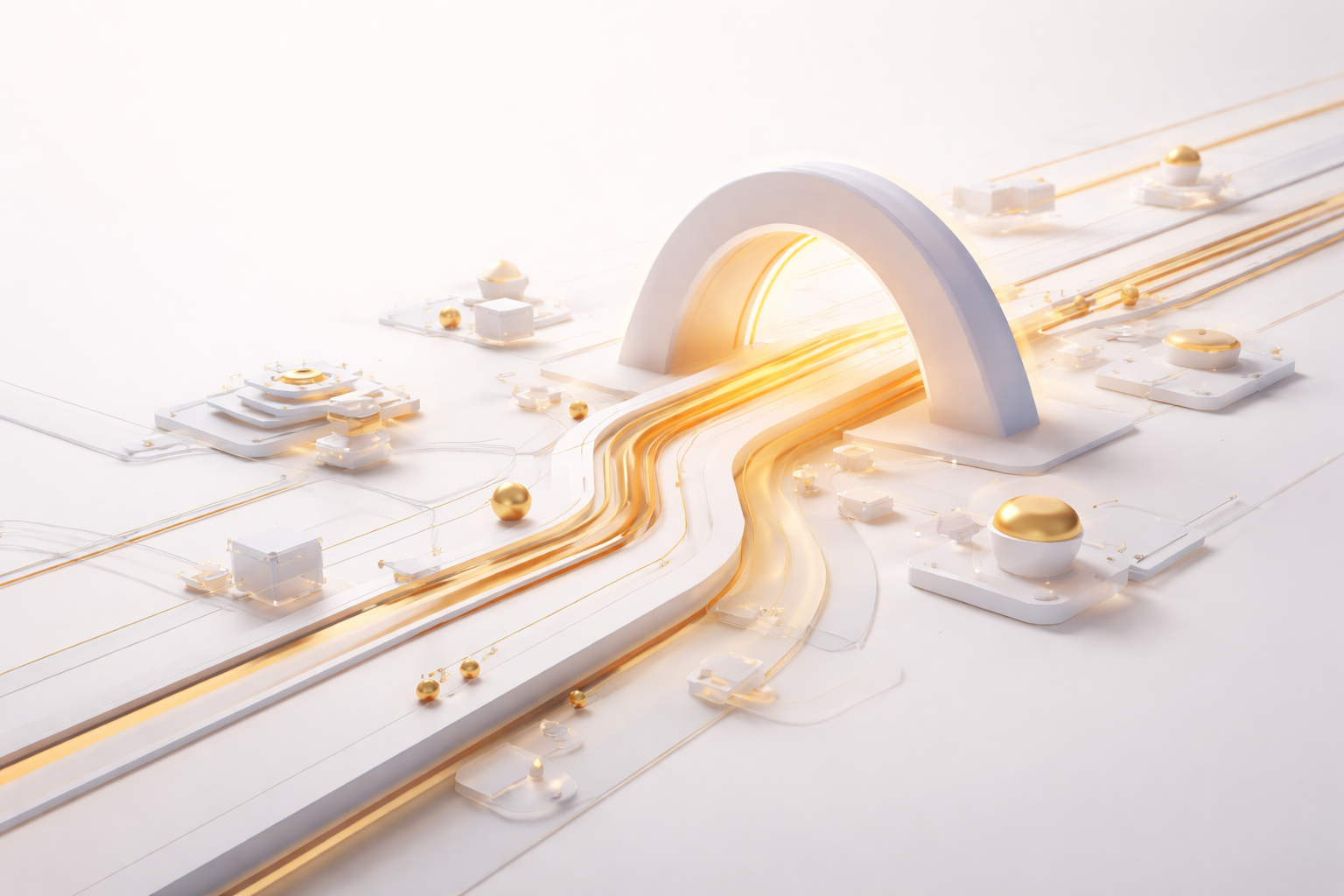 Abstract 3D visual representing AI automation for business workflows